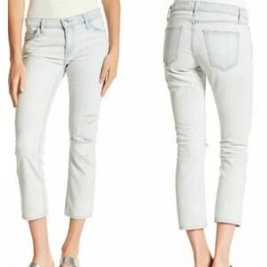 Current/Elliott The Channon Cropped Straight Jeans Womens 28 Distressed Made USA